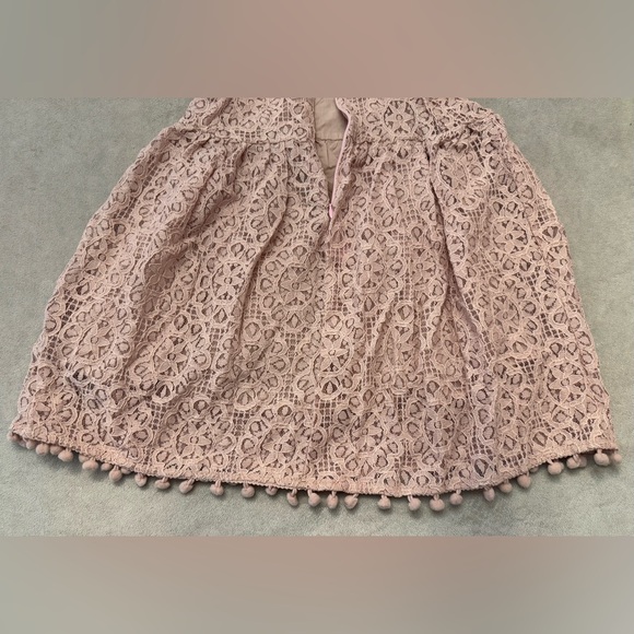 Girls Lace Dress 3T (110) Dusty Pink Pom Trim Knee Length NWT Special Occasion - Picture 5 of 6